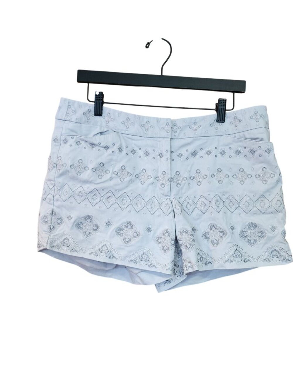 WHBM Embroidered Silver Gray Shorts Womens Size 12